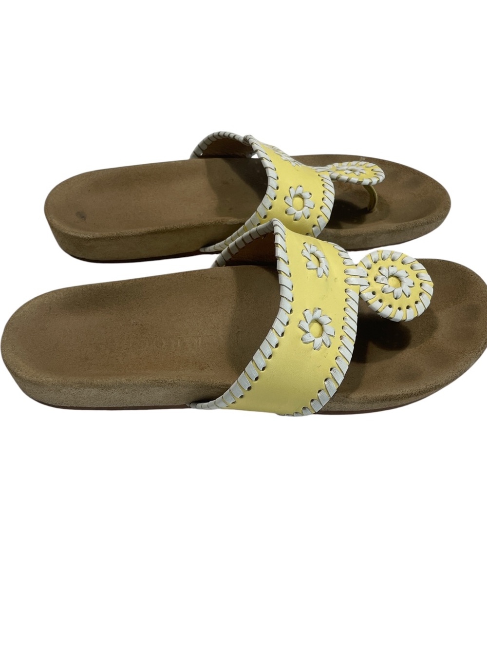 Women's Yellow  Jack Rogers Leather  Lemon Thong Sandal in size 7M